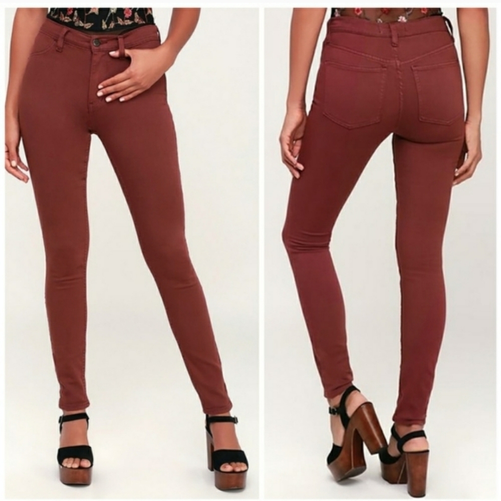 Free People Skinny Red Mocha Jeans